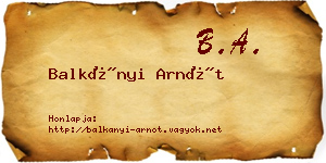Balkányi Arnót névjegykártya